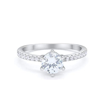 Accent Dazzling Wedding Ring Simulated CZ 925 Sterling Silver
